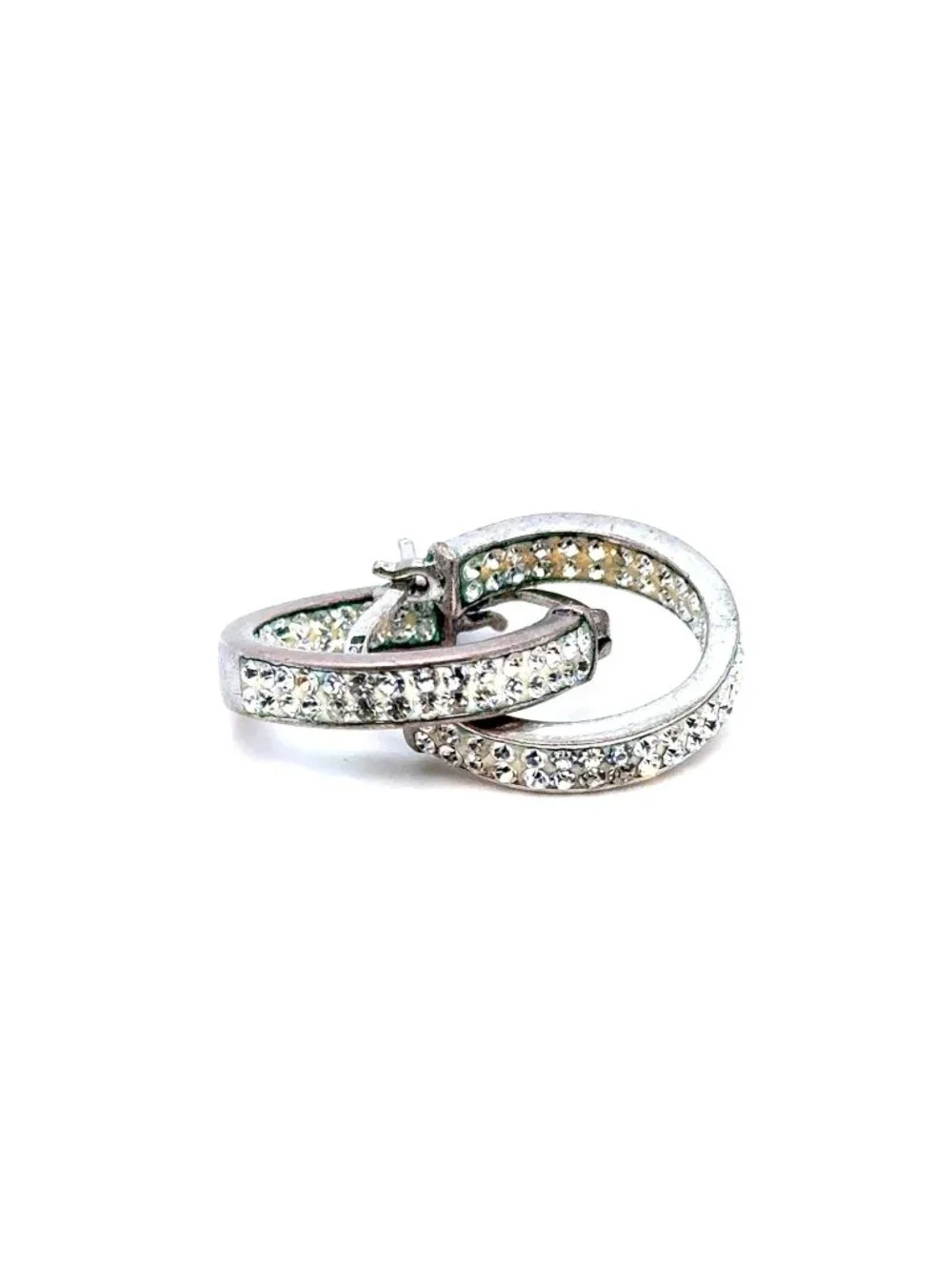 Stamped 925 Hoops Rhienstones Earrings‎